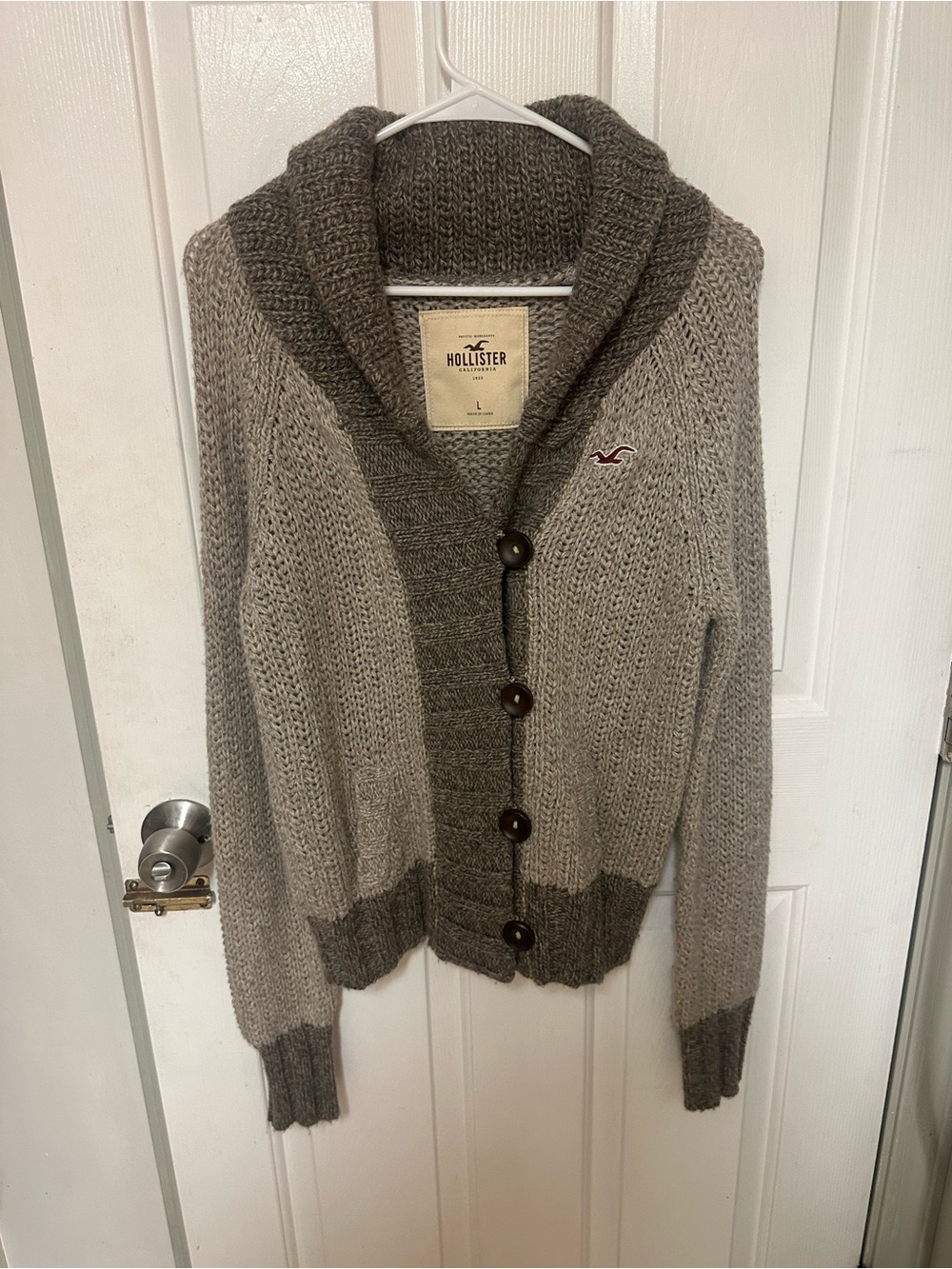 Hollister Women's Shawl Brown Cowl Neck Collar Button-Up Cardigan Sweater